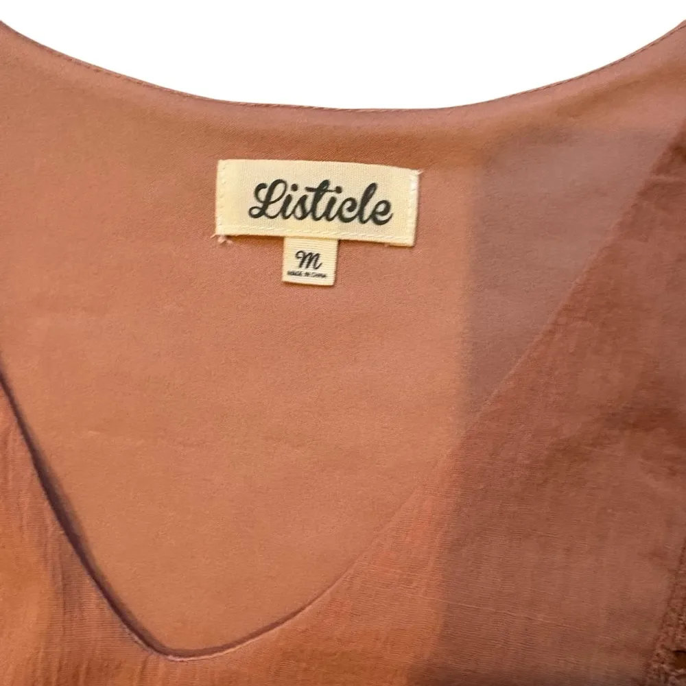 Listicle Boho V-Neck Tiered Bell Sleeve Cotton Mini Dress, Sz M - Image 13