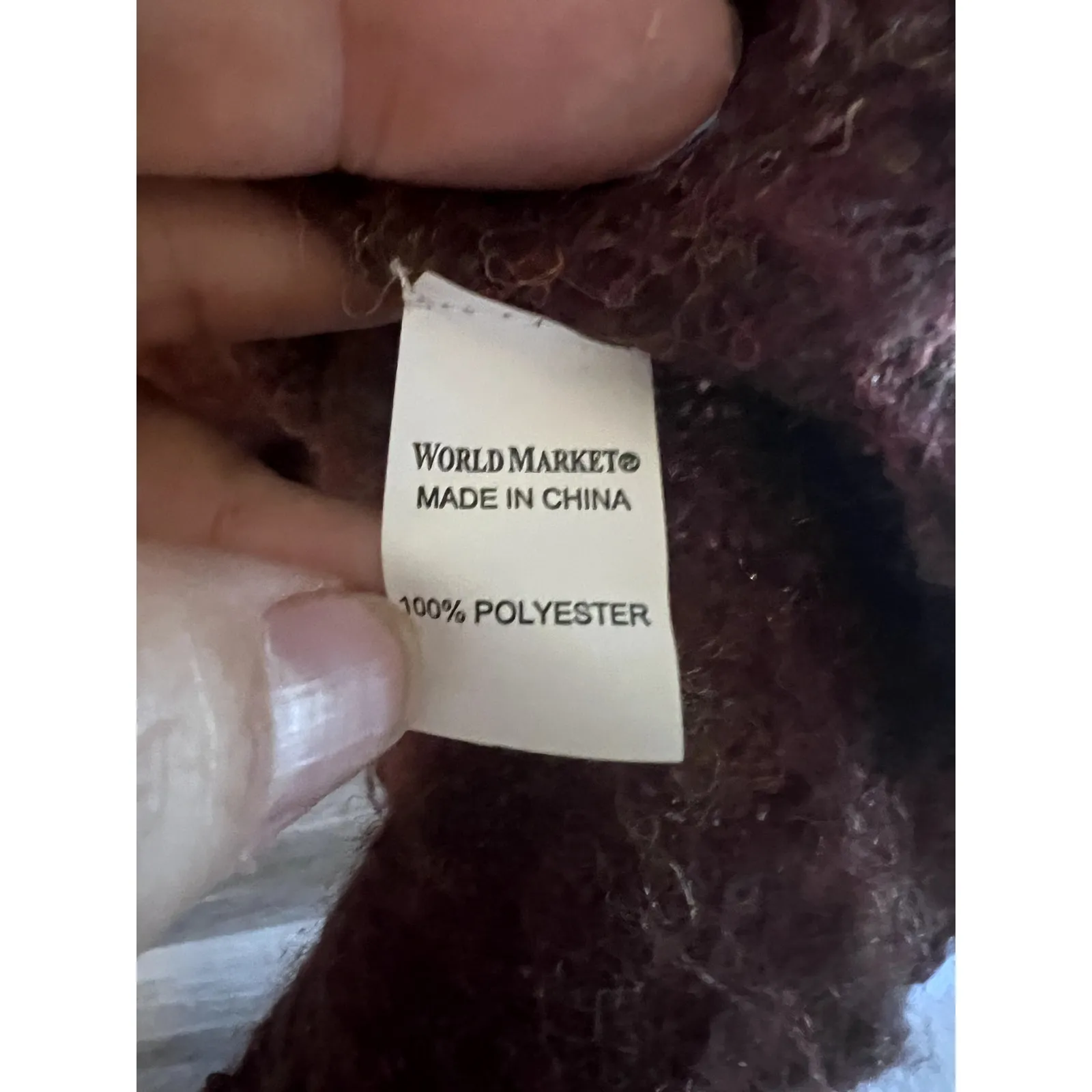 World Market Poncho fringe Cowl Neck Rust Orange Fall One size Geometric women - Image 3