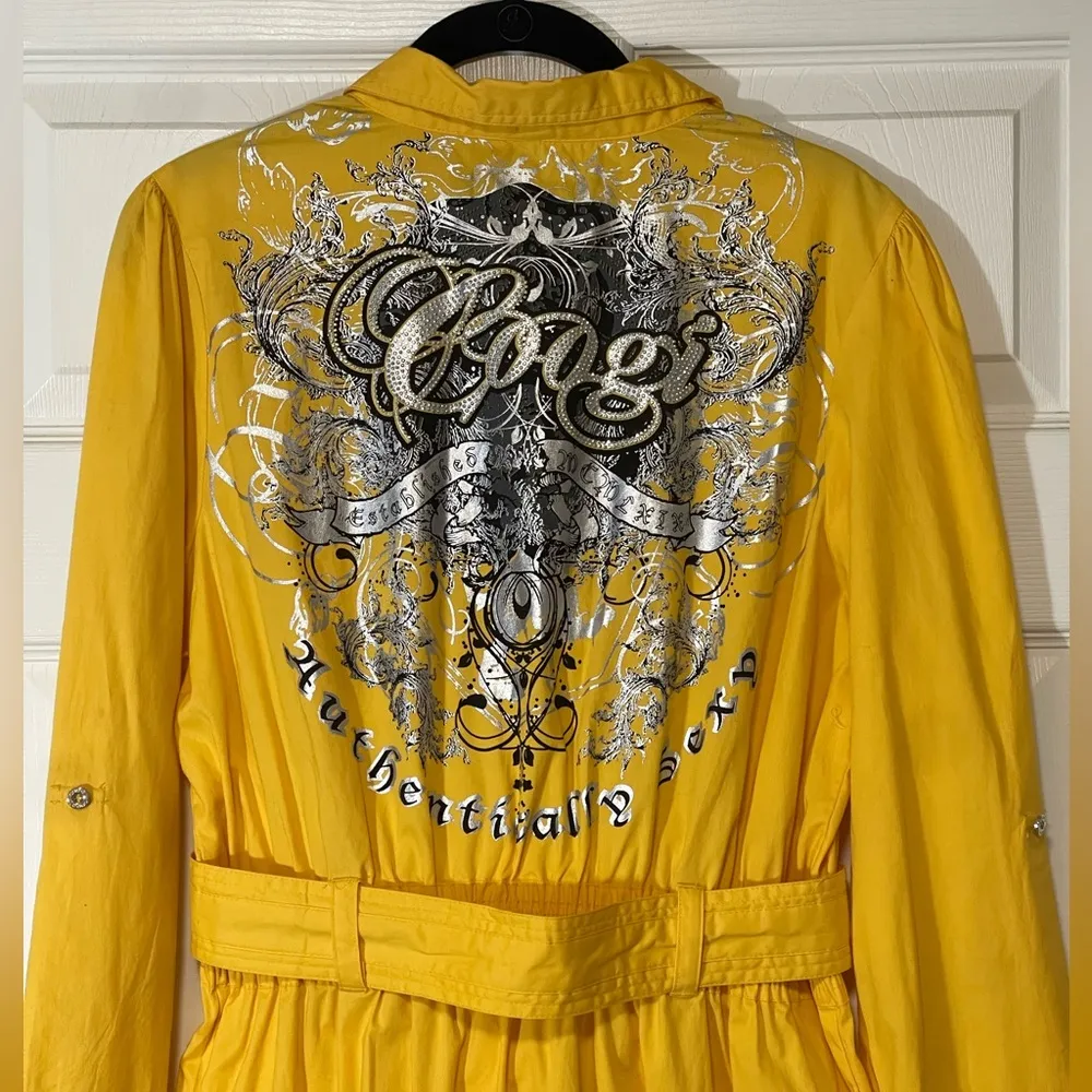 Coogi Women’s Shirtdress Belted Trench Style Studded
Embellished Yellow Size XL - Image 6