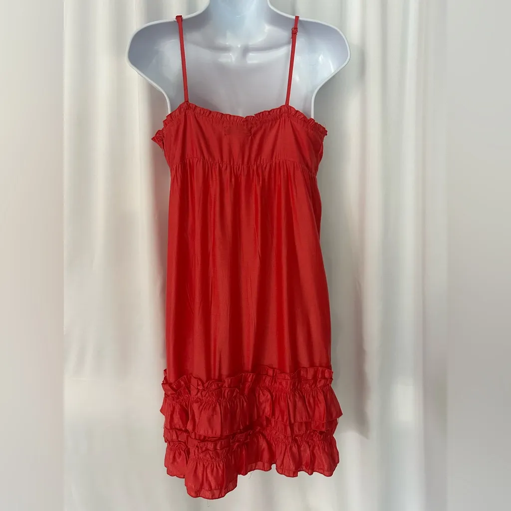 El Expensive Red Ruffle Hem Slip Dress/ Flowy Summer Dress (1095) - Image 3