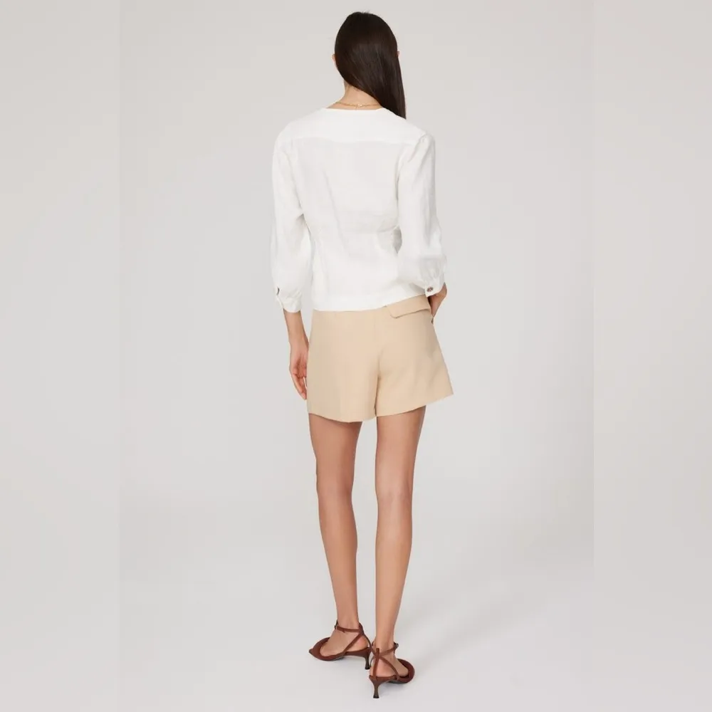 DL1961 Linen Audrey Blouse V-Neck White Button-Up Women's Top Size Small - Image 5