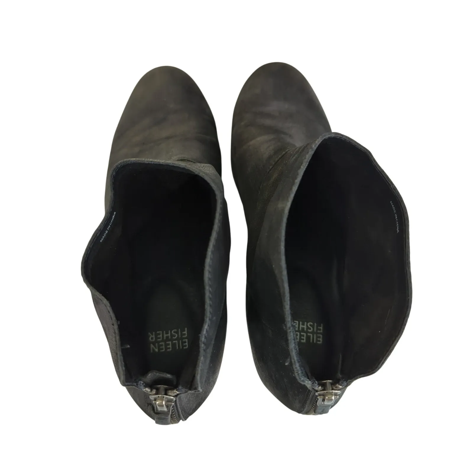 Eileen‎ Fisher Suri Tumbled Nubuck Bootie Black Ankle Boots Block Heel Women's 9 - Image 6