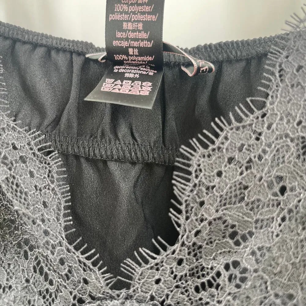 VICTORIA'S SECRET Lingerie Teddy Size Small Black Lace Sexy Lips Intimates - Image 4