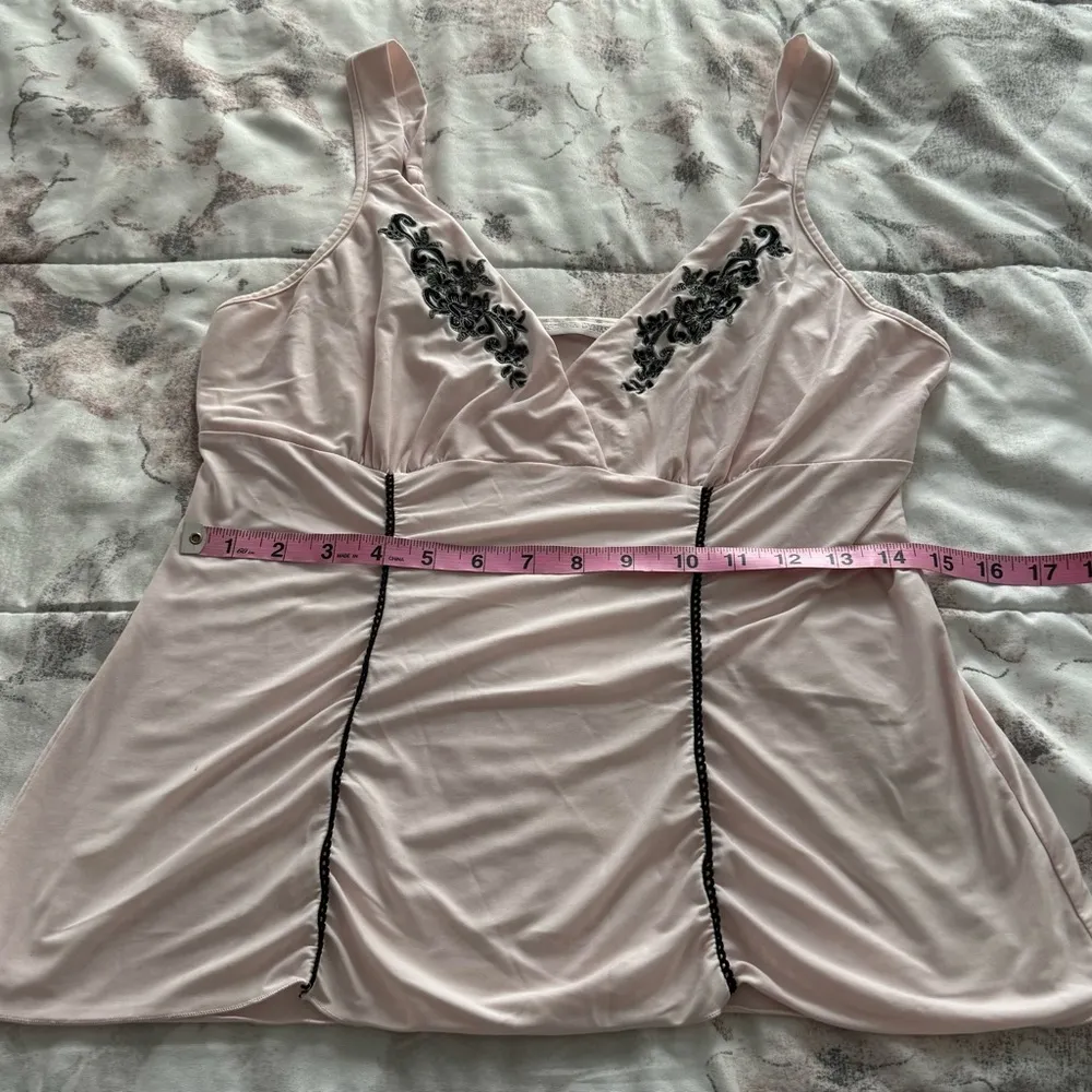 California Dynasty pink embroidered babydoll pajama top, size M boho loungewear Size M - Image 6