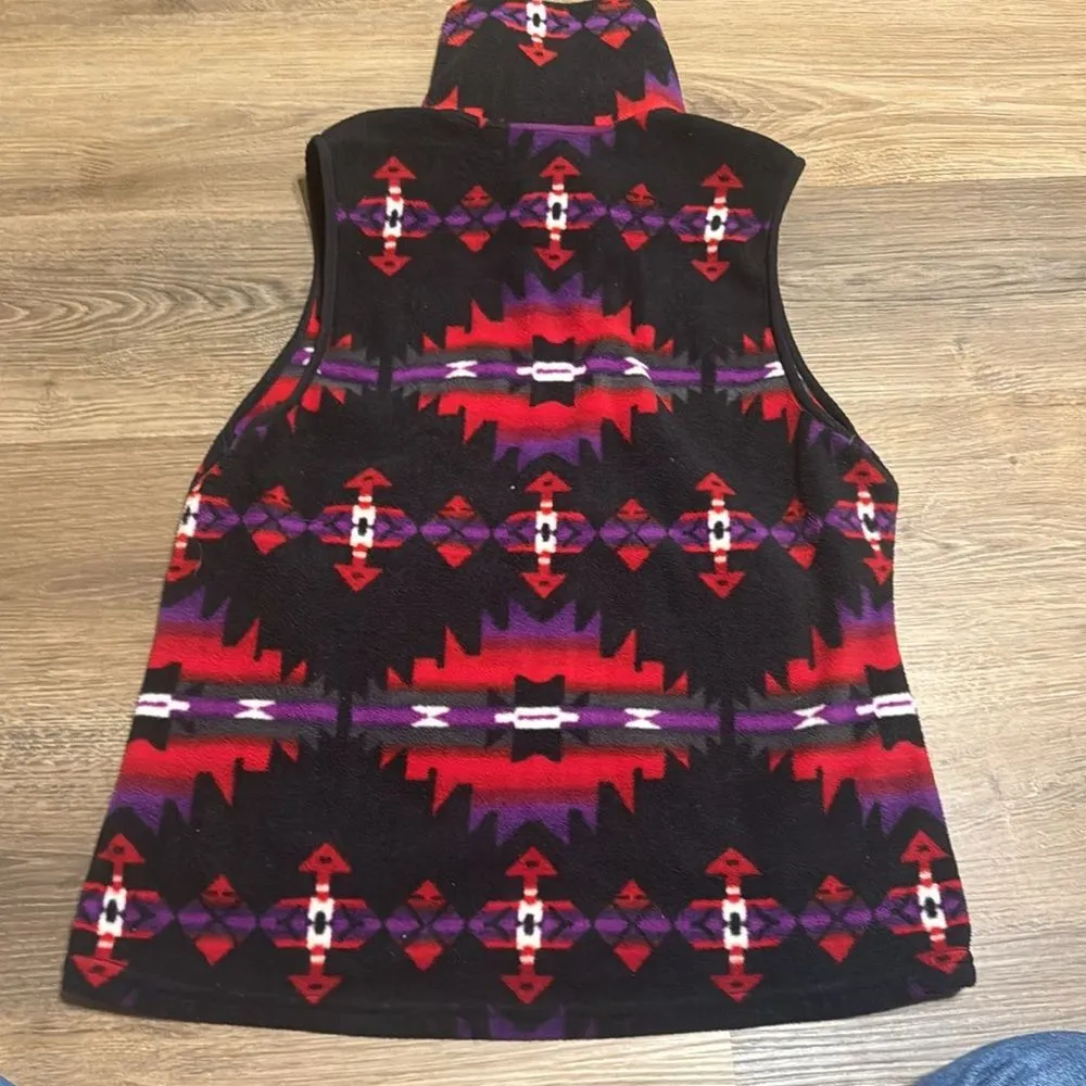 Chaps Sport Womens Aztec Navajo Fleece Vest zip up Jacket Tribal Western L - Image 8