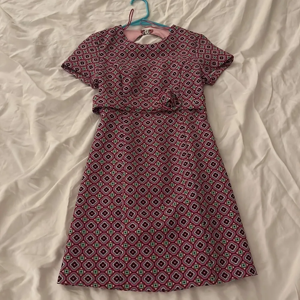 🆕 Zara | Geometric Print Dress XS Pink Open Back - Image 2