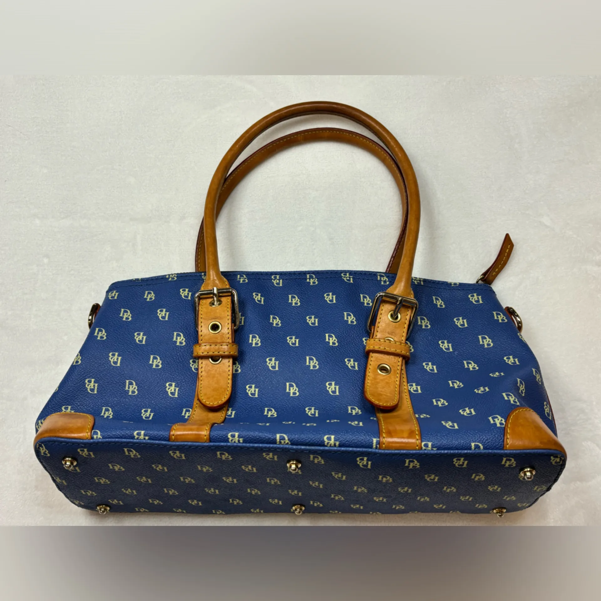 Vintage Dooney & Bourke 1990’s Domed Satchel Canvas Monogram Hand Bag - Image 5