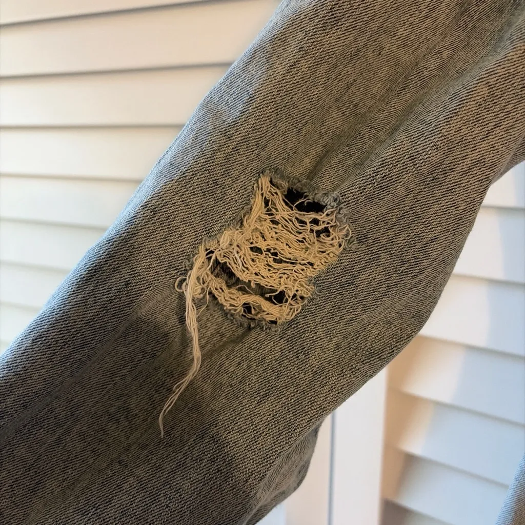 Express Distressed Denim Jacket Blue Size undefined - Image 5