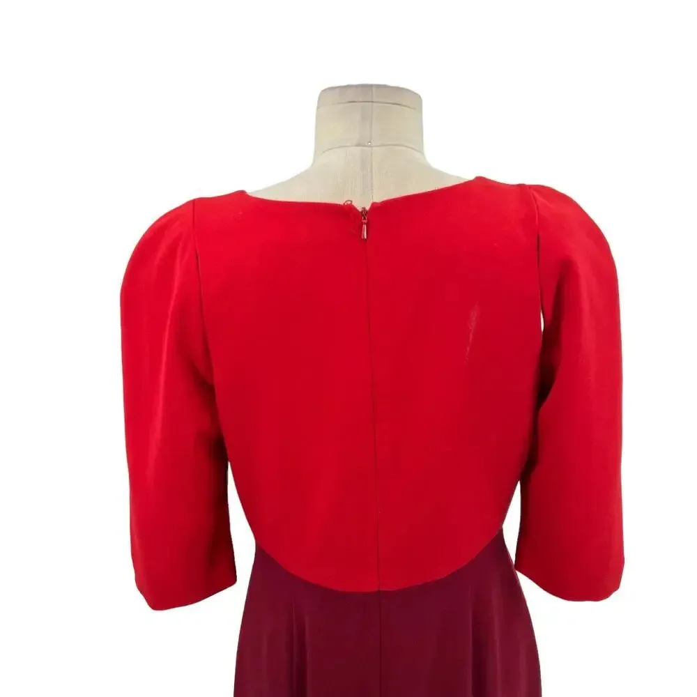 Black Halo Colorblock Anthony Eddie Sheath Dress Red‎ Burgundy Size 10 - Image 9