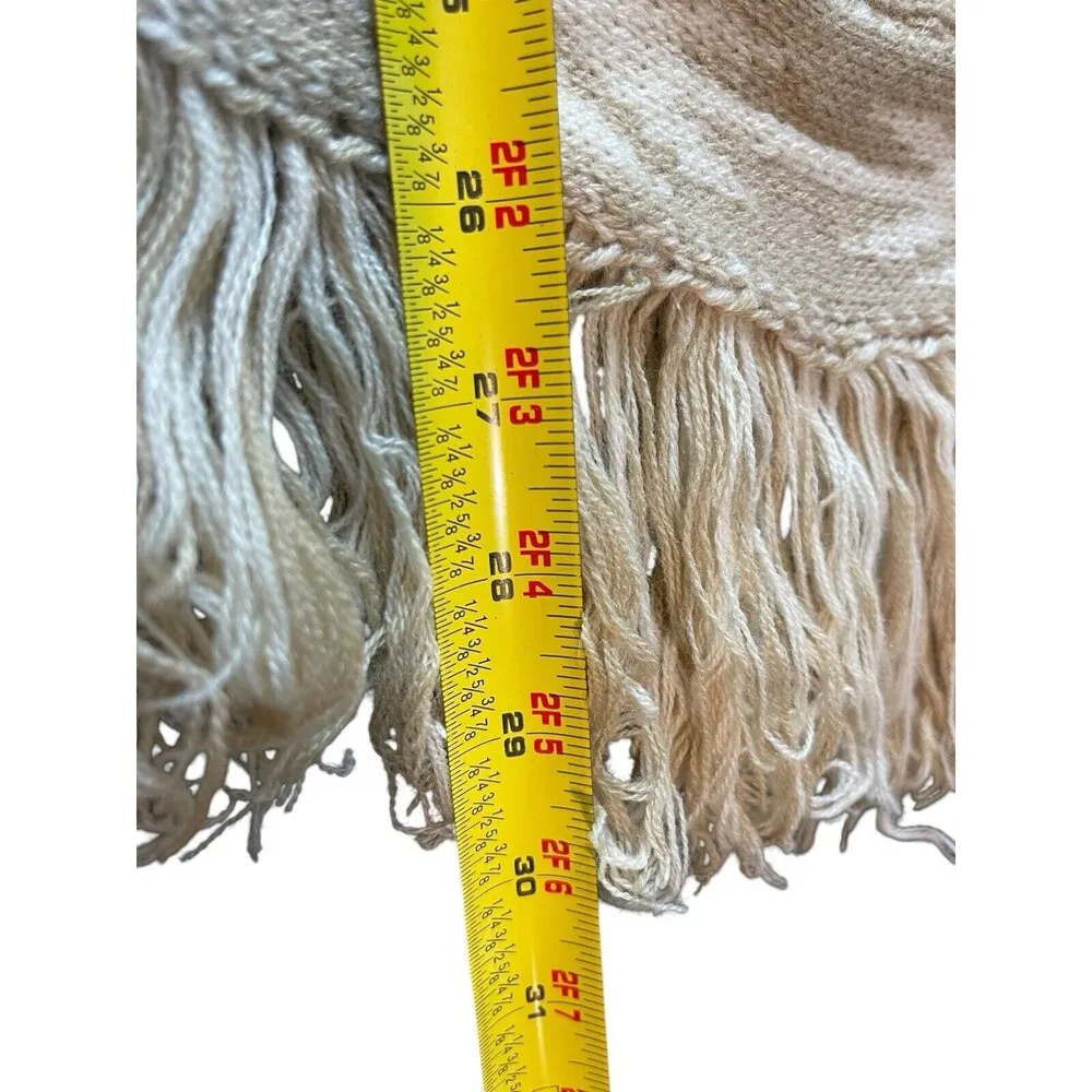 Cato Poncho Tan Knit Fringed Hem Pullover Sweater One Size NWT - Image 8