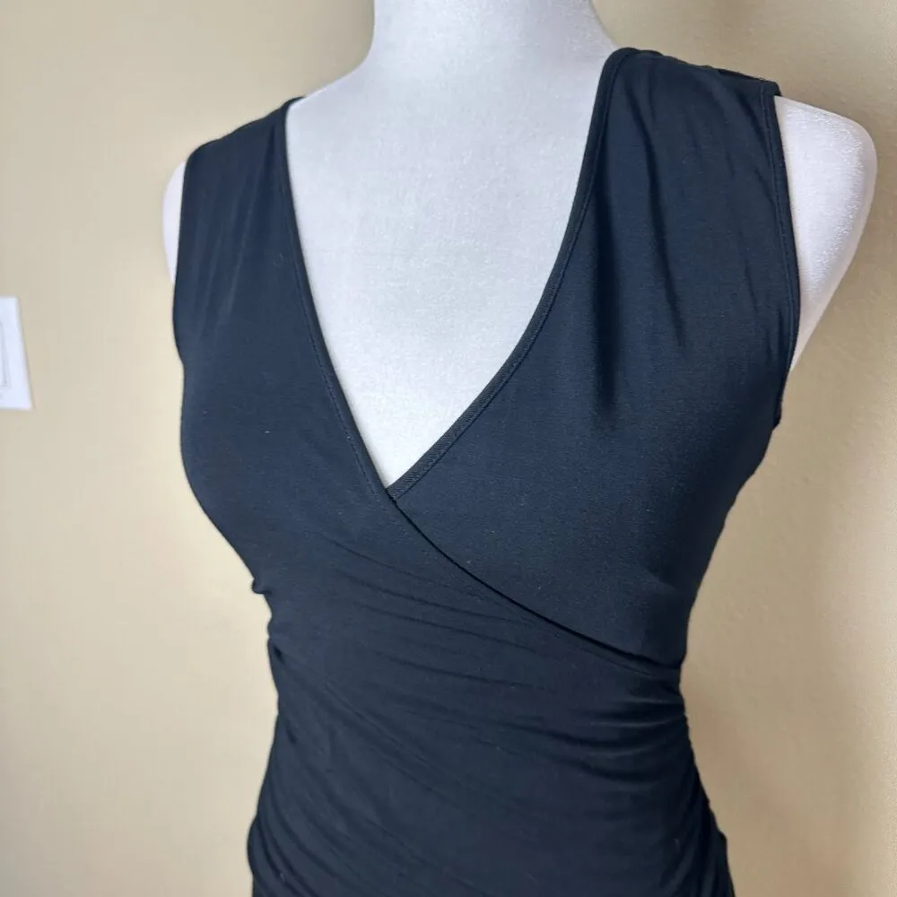 TART Black Knit Wrap Front Ruched Body Con Mini Dress Size XS - Image 5