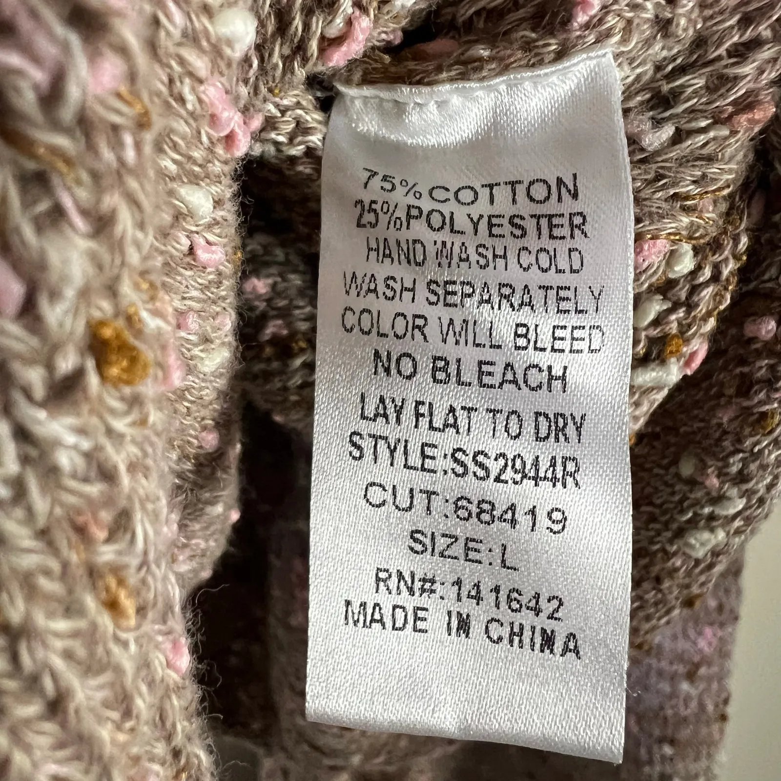 She + Sky Textured Bouclé Knit Sweater Womens L Brown Cotton Cozy Earthy Neutral - Image 8