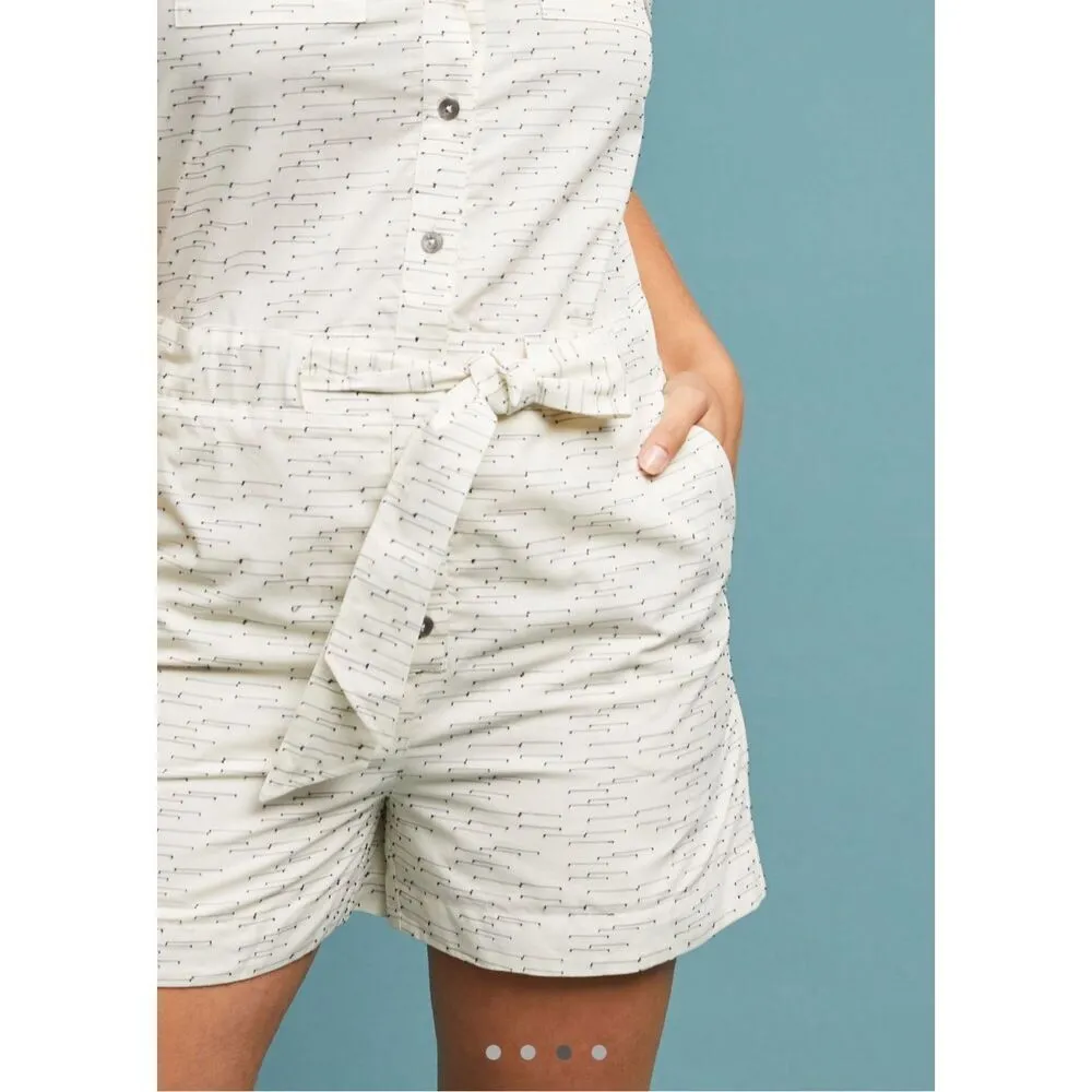 34N 118W Anthropologie Giana Utility Romper cream‎ size M NEW - Image 3