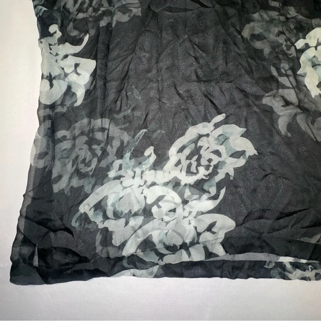 Johnny Was Biya • 100% Silk Hooded Tunic Floral Oversized Sheer Size XS Boho￼ Black - Image 7