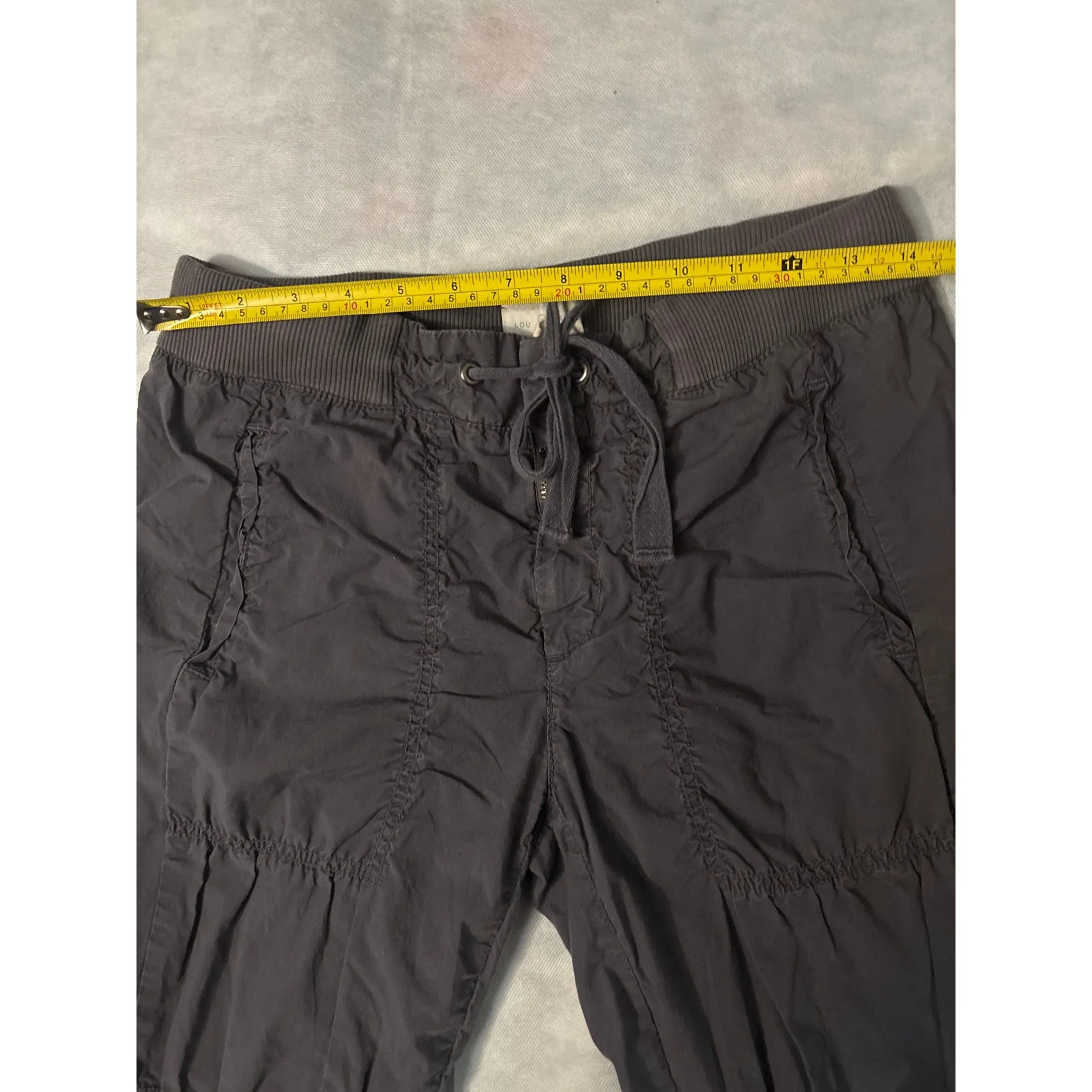 Lou & Grey Jogger Pants XS Charcoal Lightweight Ruche Front Drawstring Ankle - Image 7