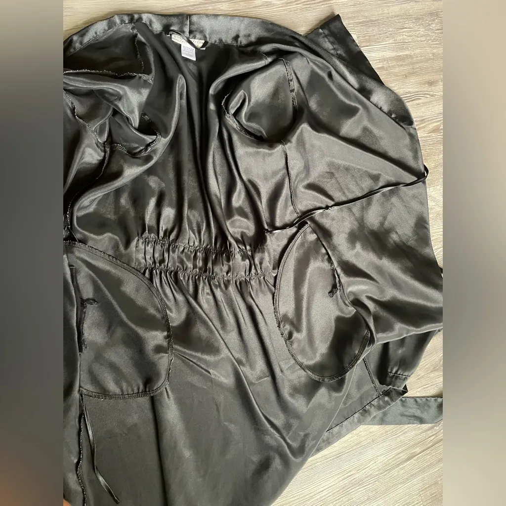 Morgan Taylor Black Satin Wrap Robe - Image 9