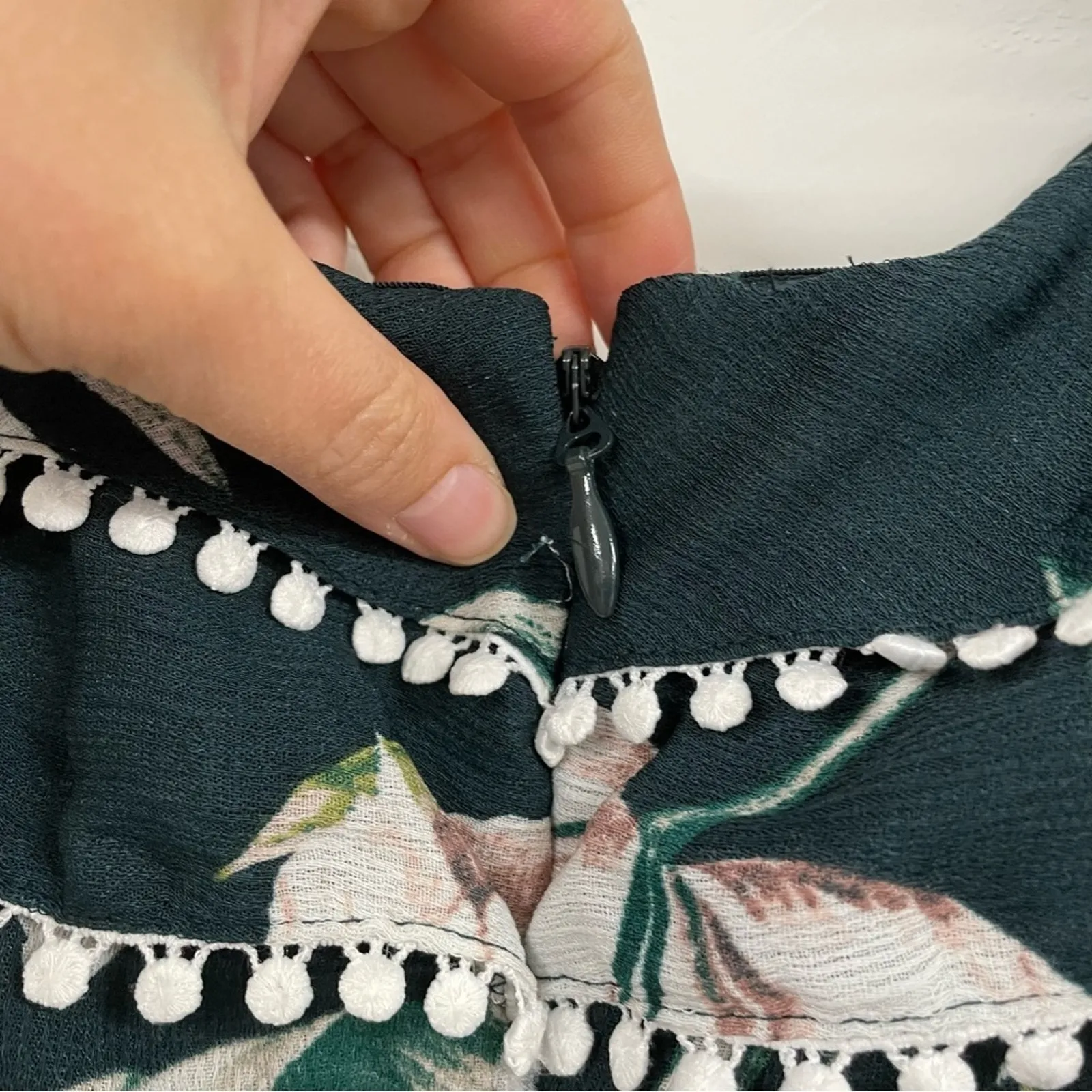 City Chic Forest Green Floral Ruffled Shoulder Jumpsuit Womens 16 Wide Leg Crop - Image 7