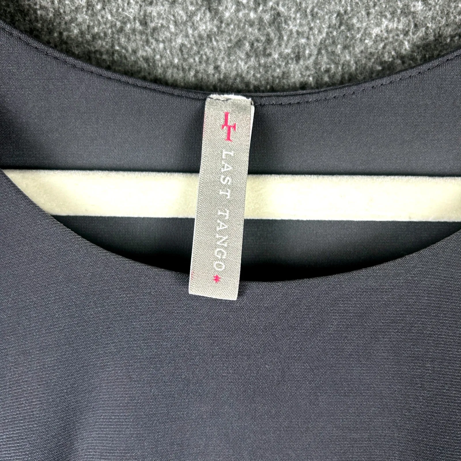 Last Tango‎ Tunic Top Gray Layered Long Sleeve Stretch Knit Staple Small - Image 6