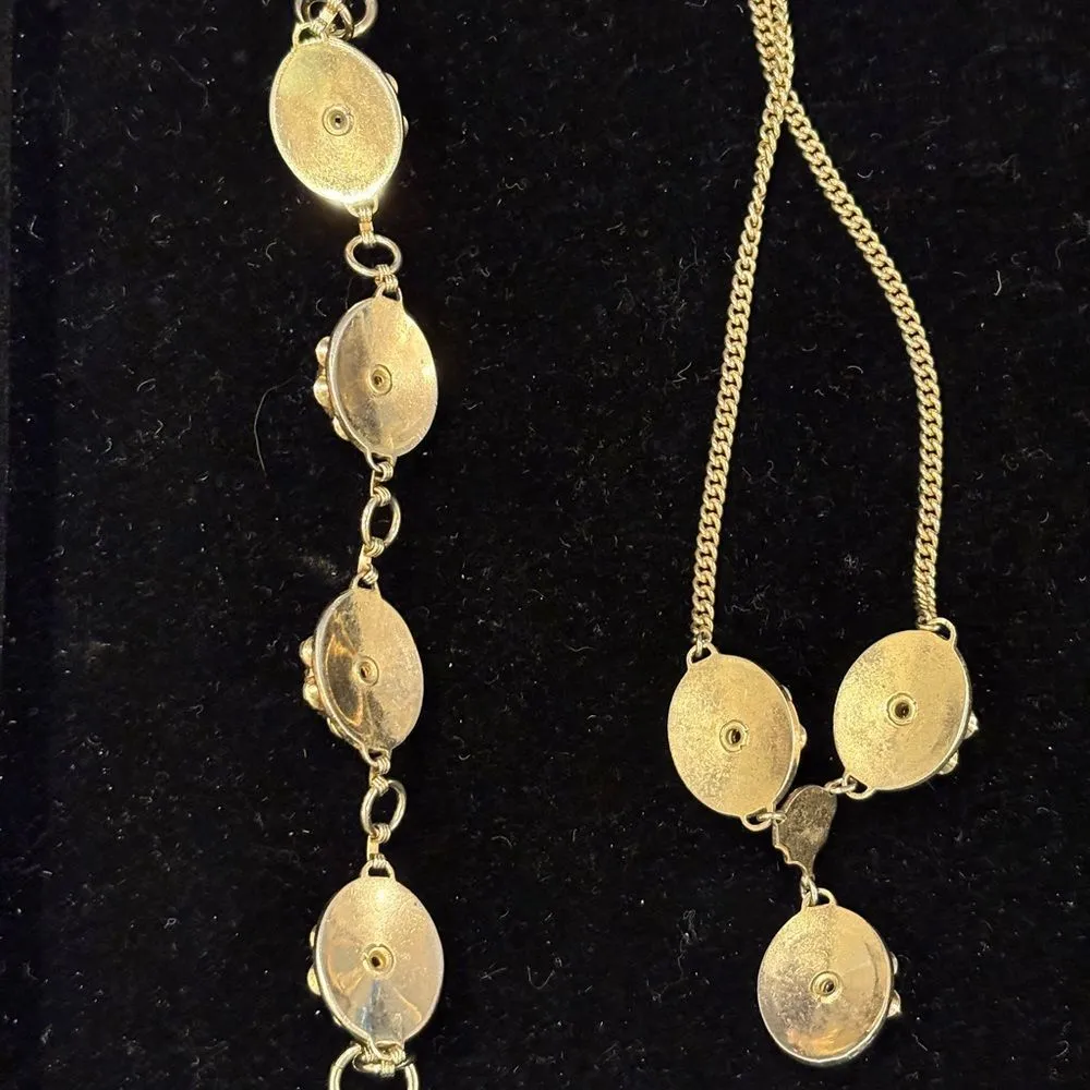 VTG Sarah Coventry Gold Tone and Faux Turquoise Jewelry Set 1949 - Image 4