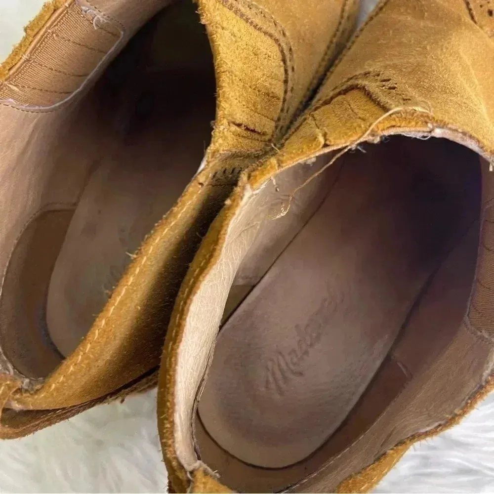 Madewell Suede Leather The Grayson Brogue Chelsea Boot Size 7.5 - Image 5