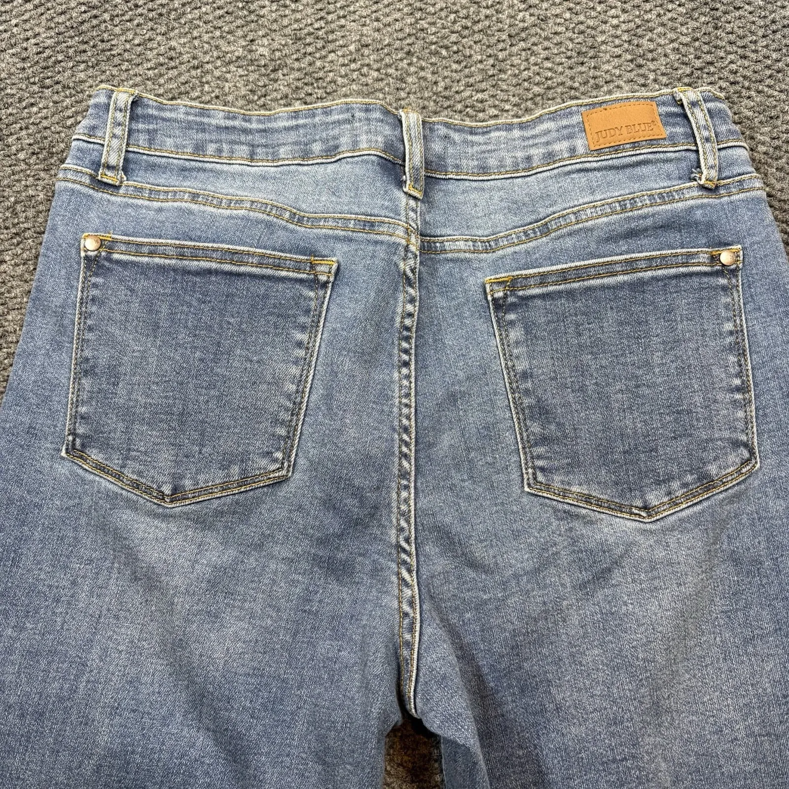 Judy Blue Jeans Womens 15/32 Blue Slim Fit Shark Bite Raw Hem Distressed JB88313 - Image 5