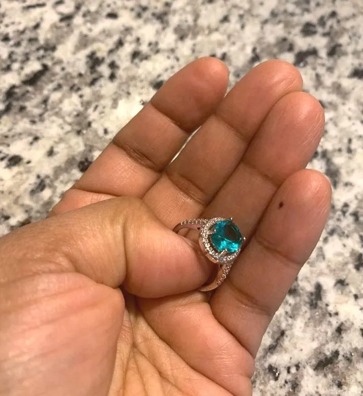 Australian Crystal Oval Stone Ring Dipped In White Gold M! So Pretty And Sparkly! Brand New’ Green - Image 7