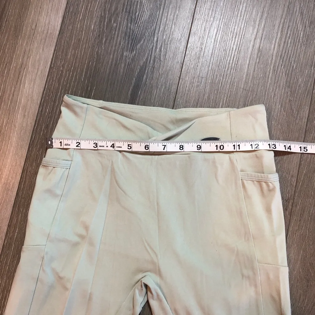 Gymshark Womens Poise Ribbed Cropped Leggings Pockets Green Size Small Athletic - Image 8