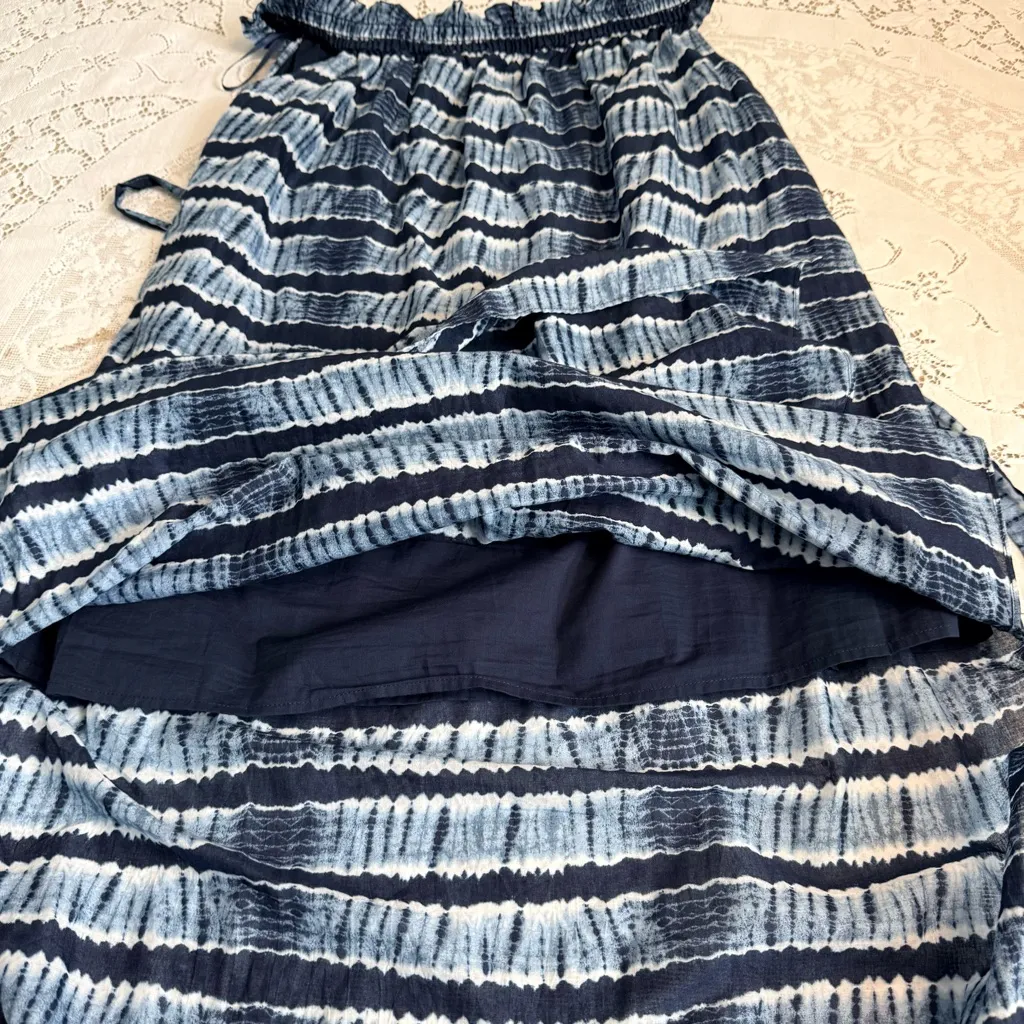 Michael Kors Shibori Tie Dye Blue & White Maxi Dress size Large - Image 9