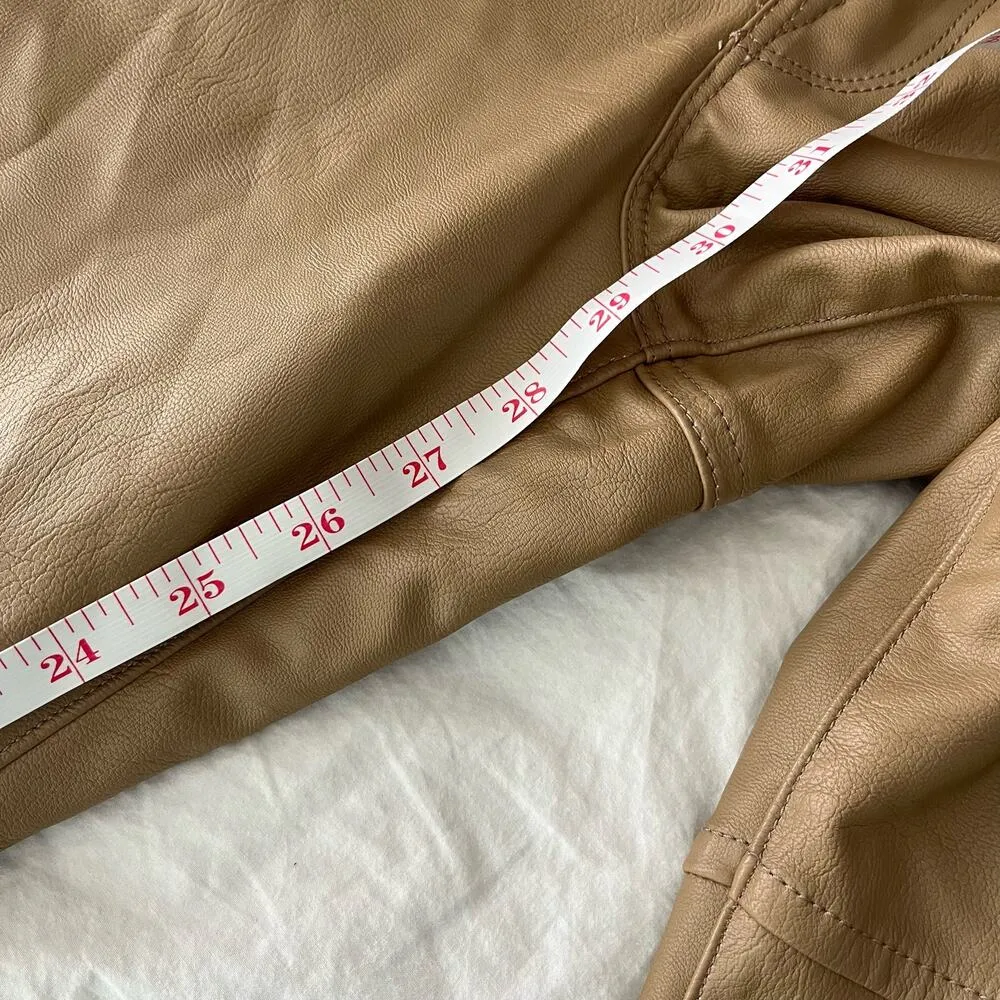 Good American Better Than Leather Good Boy Brown Faux Straight Leg Pants Size 12 - Image 10