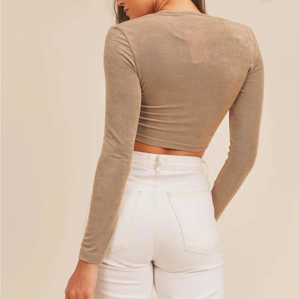 Mable Jaylene Long Sleeve Crop Top Mocha Size Large Tan - Image 3