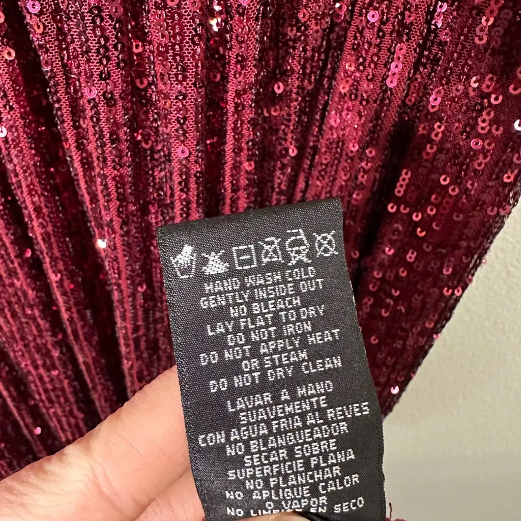 Morgan & Co. Sequin Knit Sleeveless Gown Size 18W Merlot Burgundy Red New - Image 11