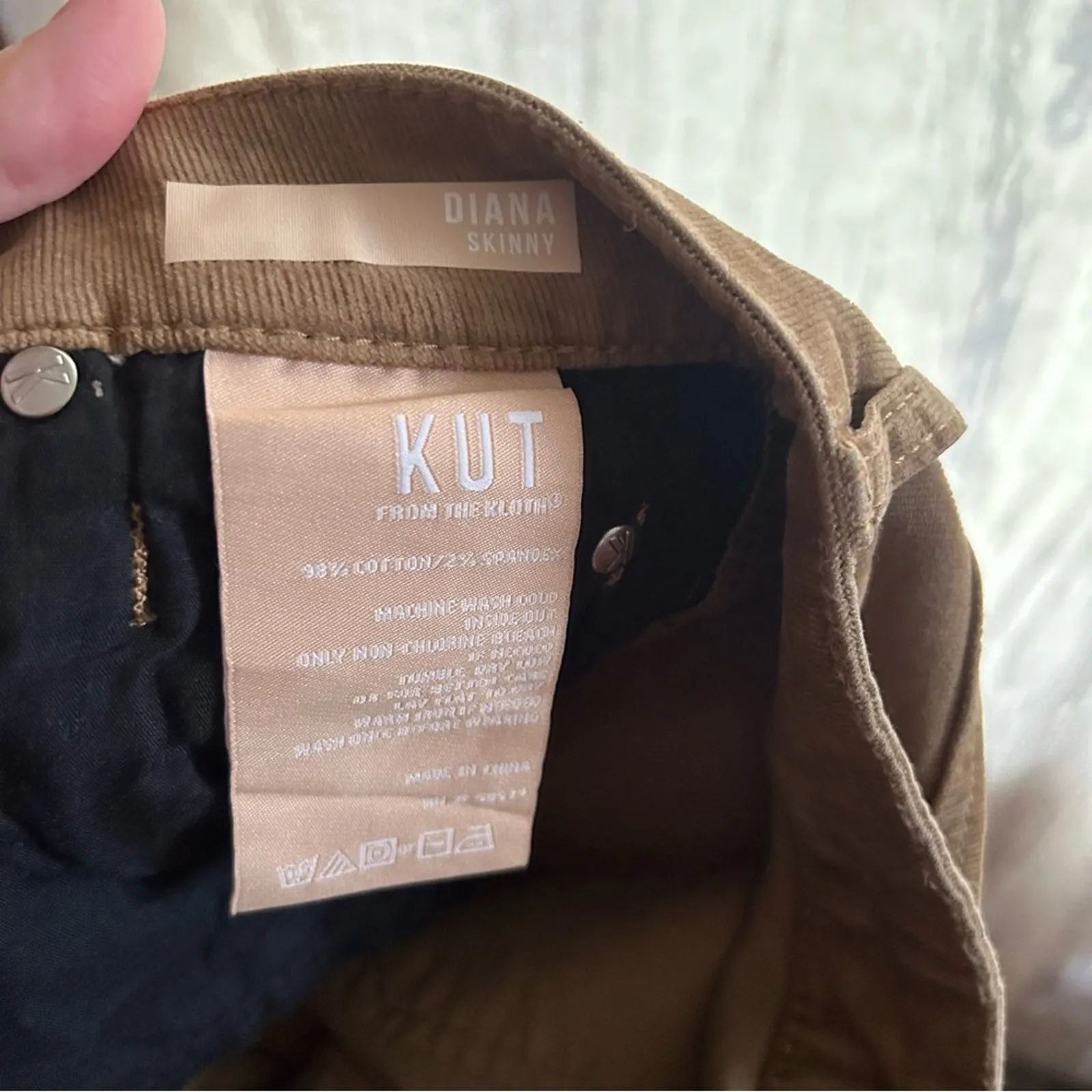 Kut from the Kloth Diana Skinny Corduroy Pants Khaki Tan Beige NWT‎ Size 0 - Image 8