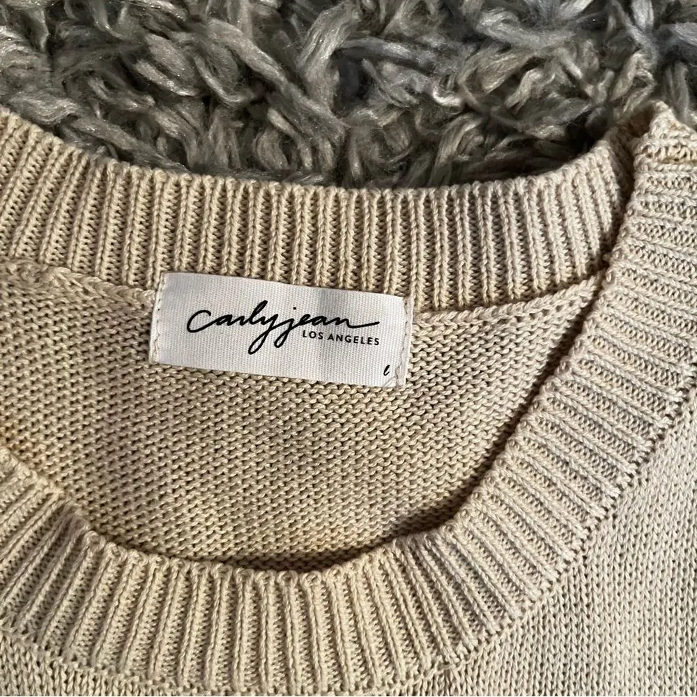 Carly Jean Los Angeles cream sweater vest size large - Image 4
