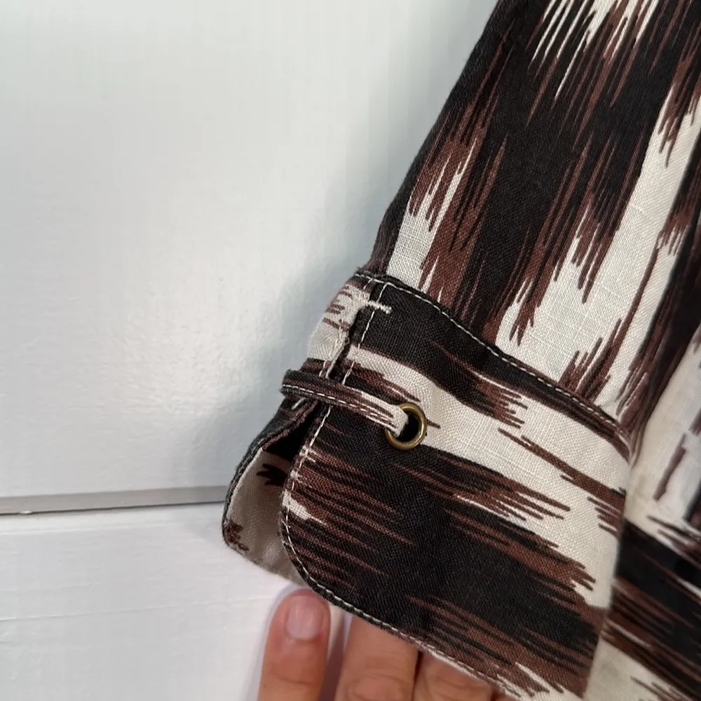 Chico’s Ikat Linen Button Up Top Jacket Size 3 - Image 6