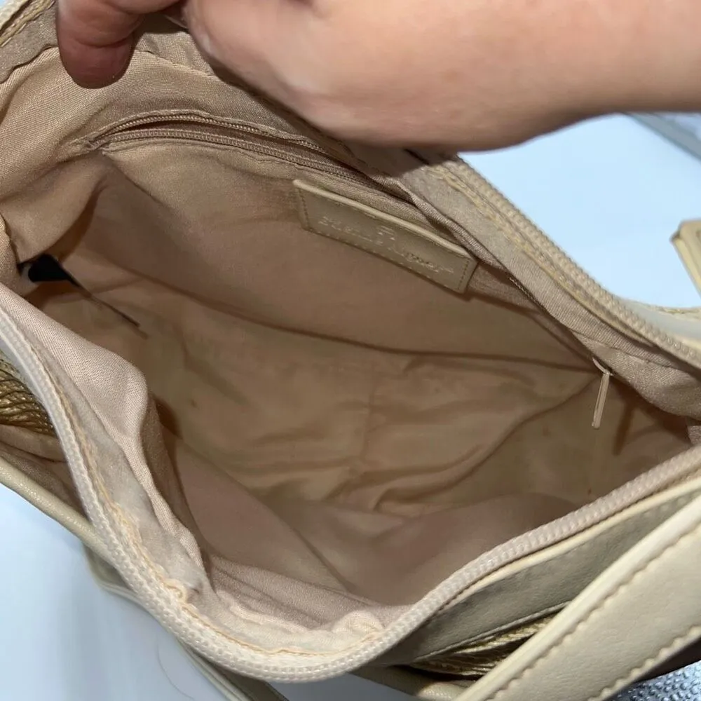 Etienne Aigner Vintage Cream Basket Weave Straw Handbag Neutral Purse - Image 8