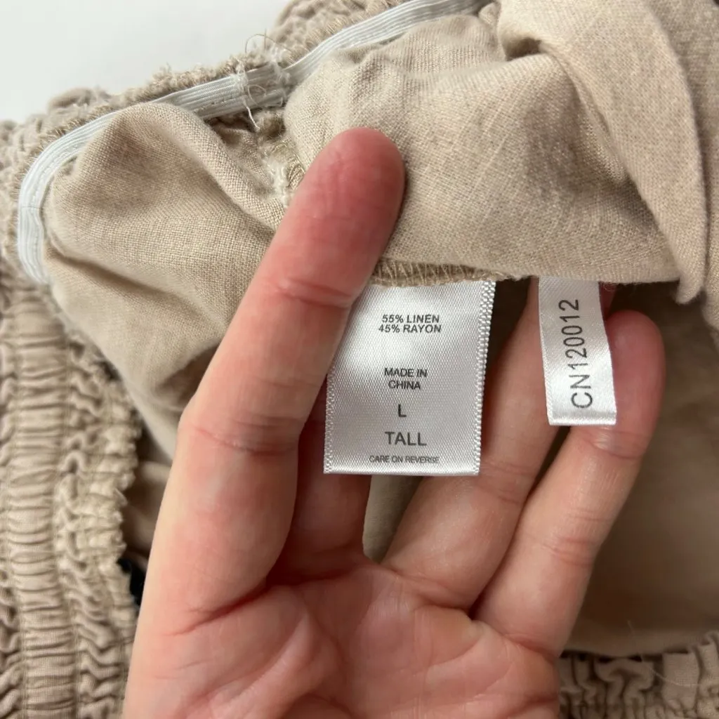 TALL New York & Co Soft Tan Linen Blend Wide Leg Lounge Pant LT Size L - Image 5