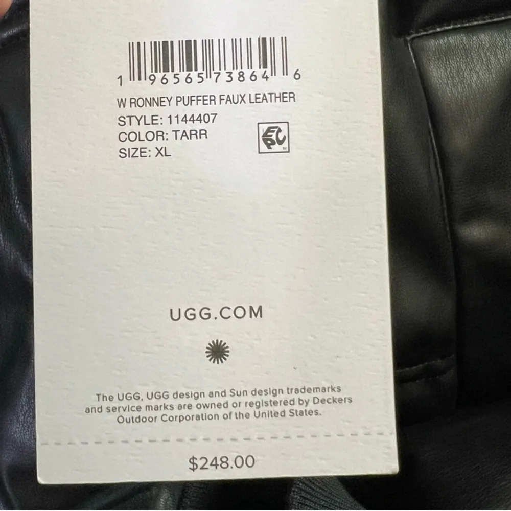 UGG Black Puffer Faux Leather Jacket - Image 6