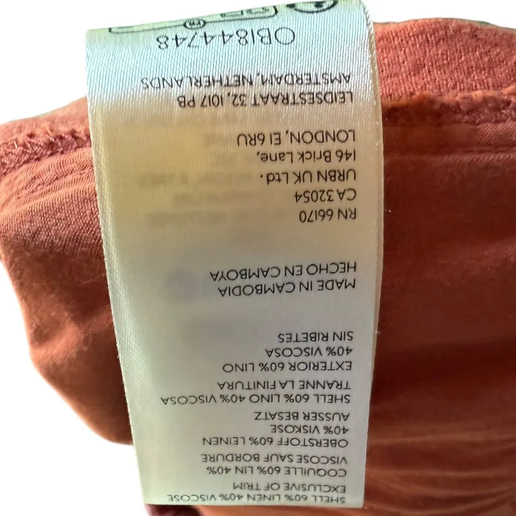 Anthropologie Pilcro Rust Linen‎ Blend High Rise Relaxed Leg Cargo Pant Sz 32 - Image 7