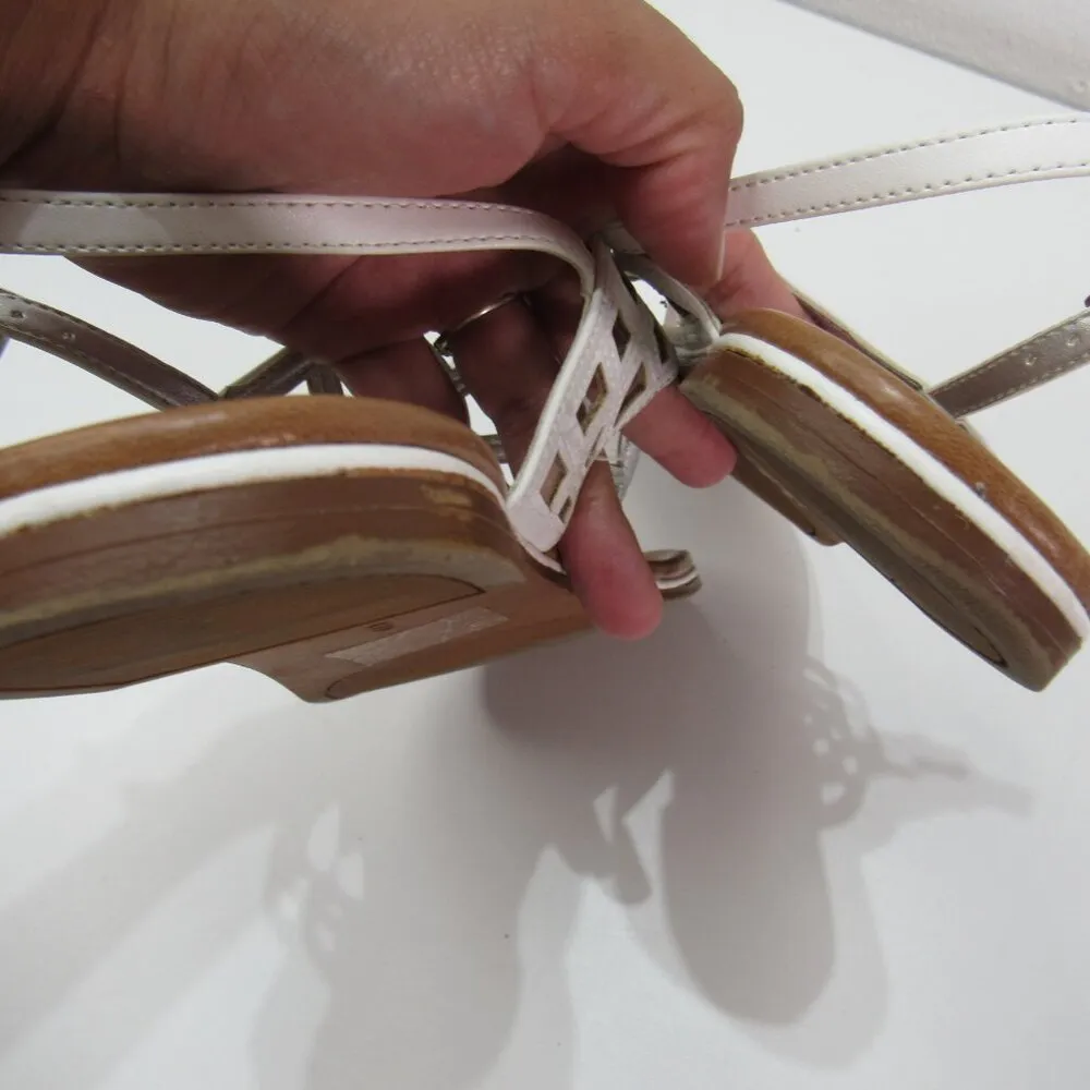 Coach And Four White Leather Sling back Buckled Thong Sandals 8 Dressy Boho - Image 5