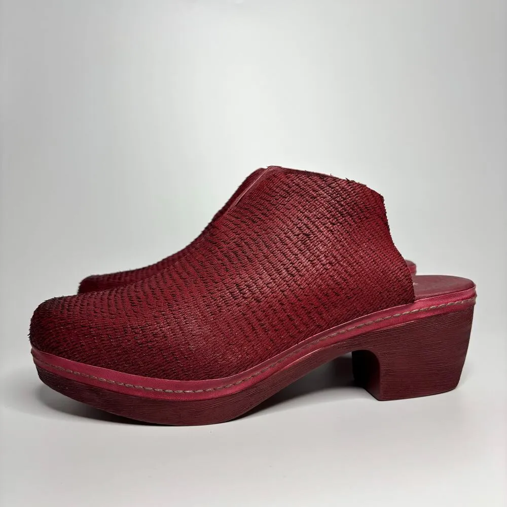 Antelope Astrid Razor Leather Wedge Mules in Bordeaux - Image 2