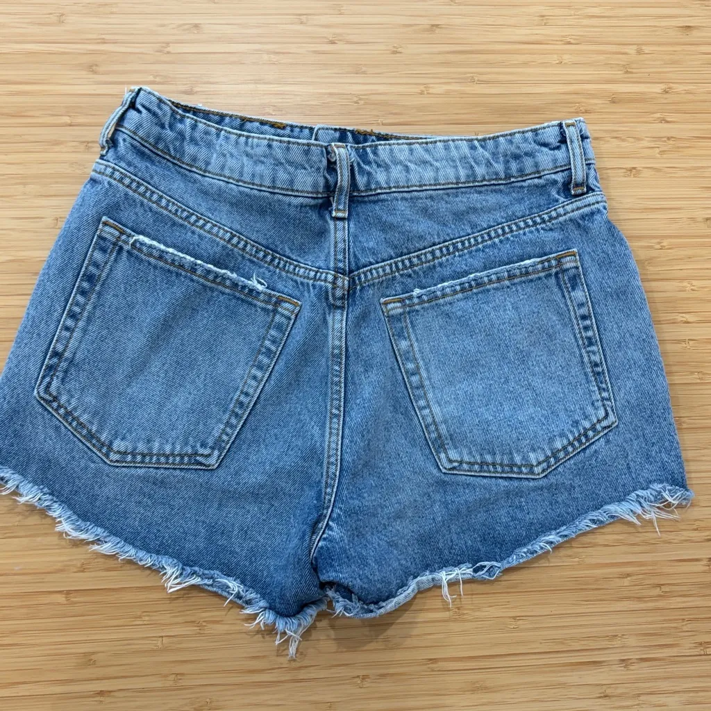 Zara Blue Distressed Jean Shorts - Image 3