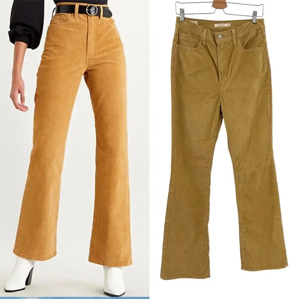 Levi's Ribcage Bootcut Corduroy Pants Camel Tan Beige  Size 29‎ - Image 2