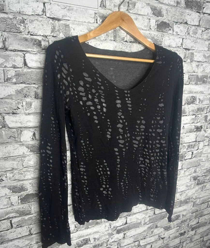 EUC Hard Tail Forever Womens Black and Grey Distress Long Sleeve Shirt Size L Size L - Image 2