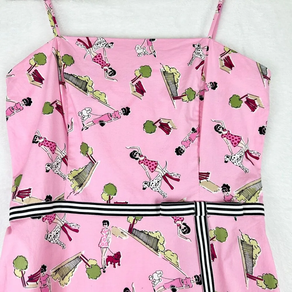 Vintage Byer Too Dog Park Mini Dress Size 9 Modern 4 Pink Retro Bow Detail - Image 3