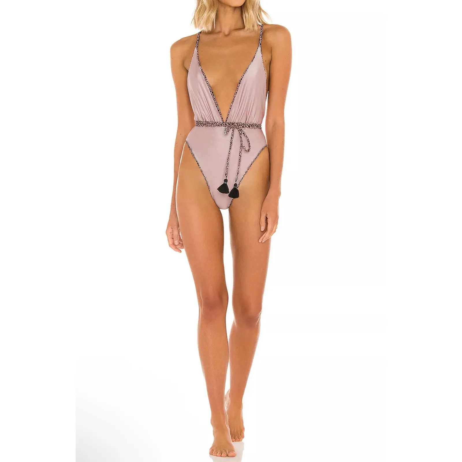 NWT MAAJI X Anthropologie CHEETAH SAFARI WRAP One Piece Swimsuit‎ Sz Medium $154 - Image 2