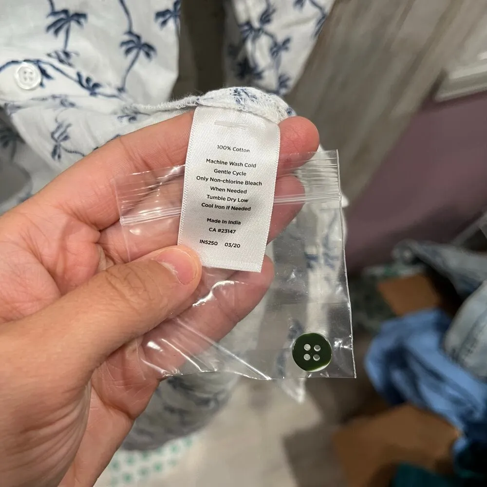 NWOT Talbots White Blue Palm Tree Button Up Swim Coverup Tunic Summer Womens XS - Image 4