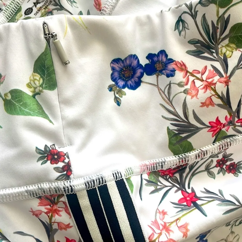 Athleta Contender 7/8 Leggings White Floral Side Stripe NEW Blossom Sz S - Image 5