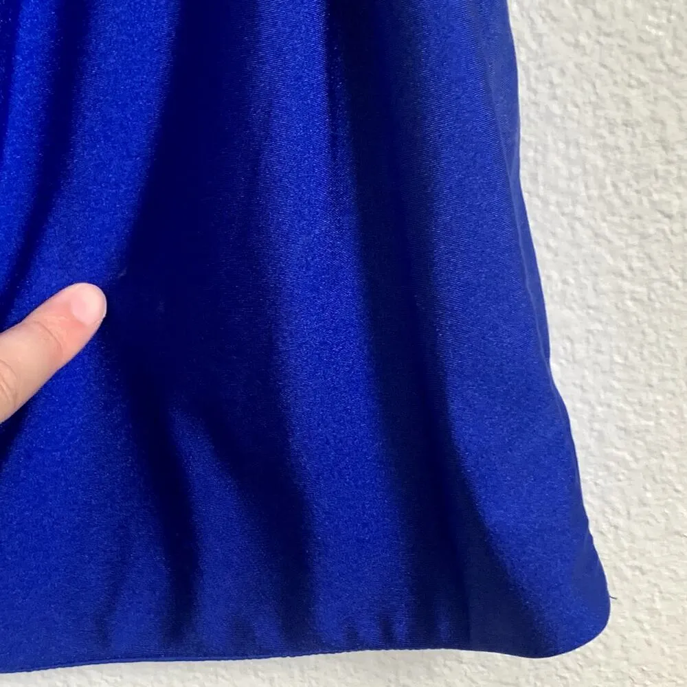 NEW La Femme Lace-Up Back Mini Dress in Royal Blue - Image 13