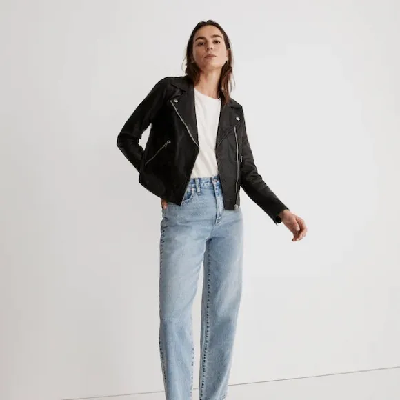 Madewell The Washed Leather Motorcycle Jacket Black - Image 2