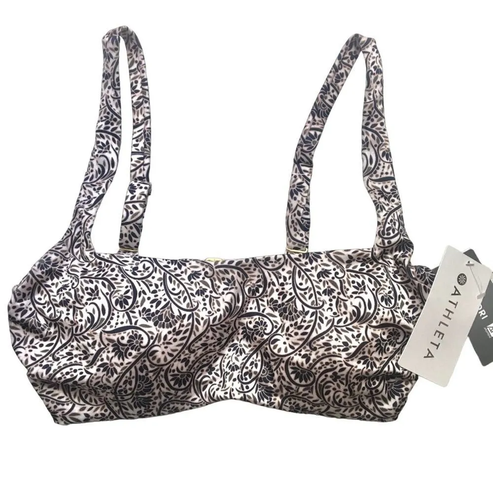 Athleta Aqualuxe Batik Bra-Sized Floral Mid Coverage Bikini Top 40B/C Adjustable - Image 2
